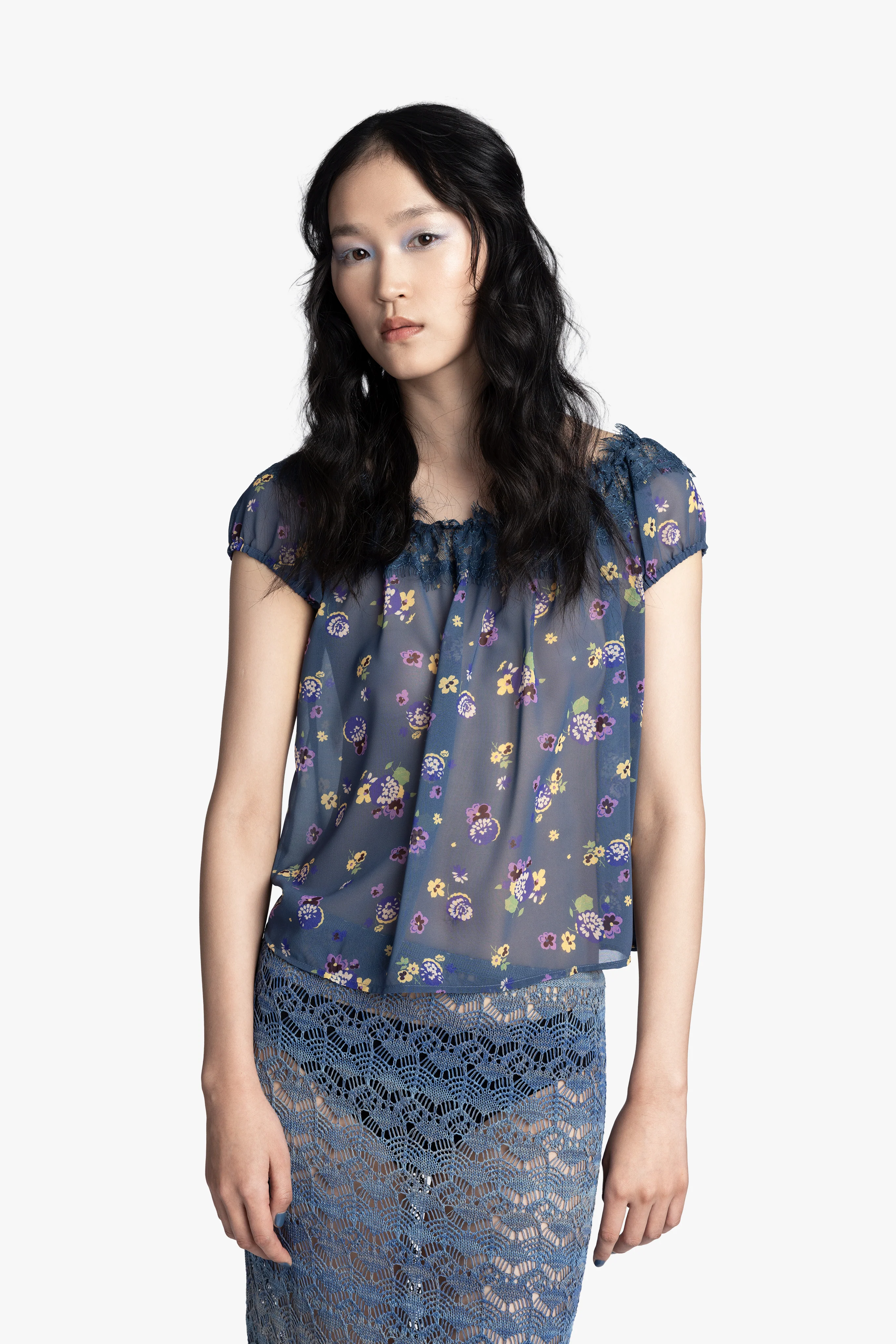 Night Blooming Chiffon Top